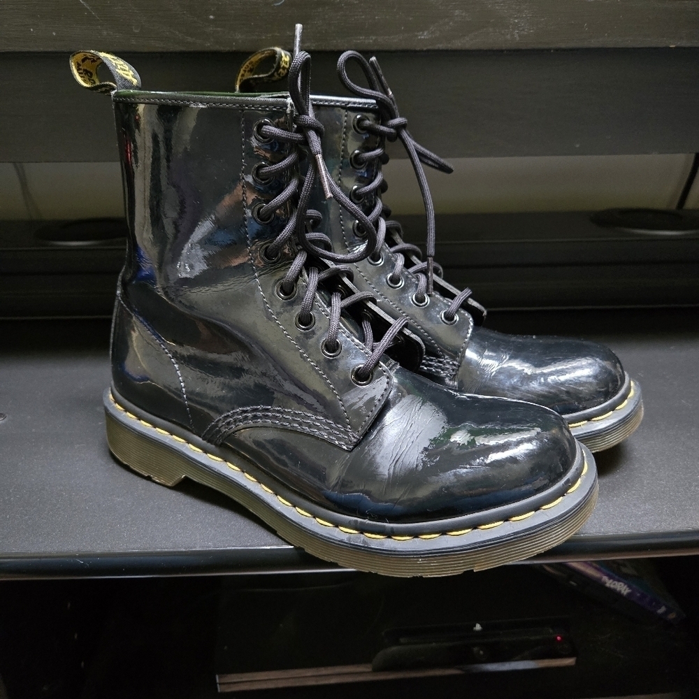 Dr. Martens 1460 Originals Black Eight-Eye Lace-Up Patent Leather Boots - Picture 2 of 9